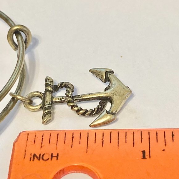 Nautical Anchor Charm Bracelet Beach Island Bangle Stackable Gold Brass Tone 8" - Picture 12 of 12